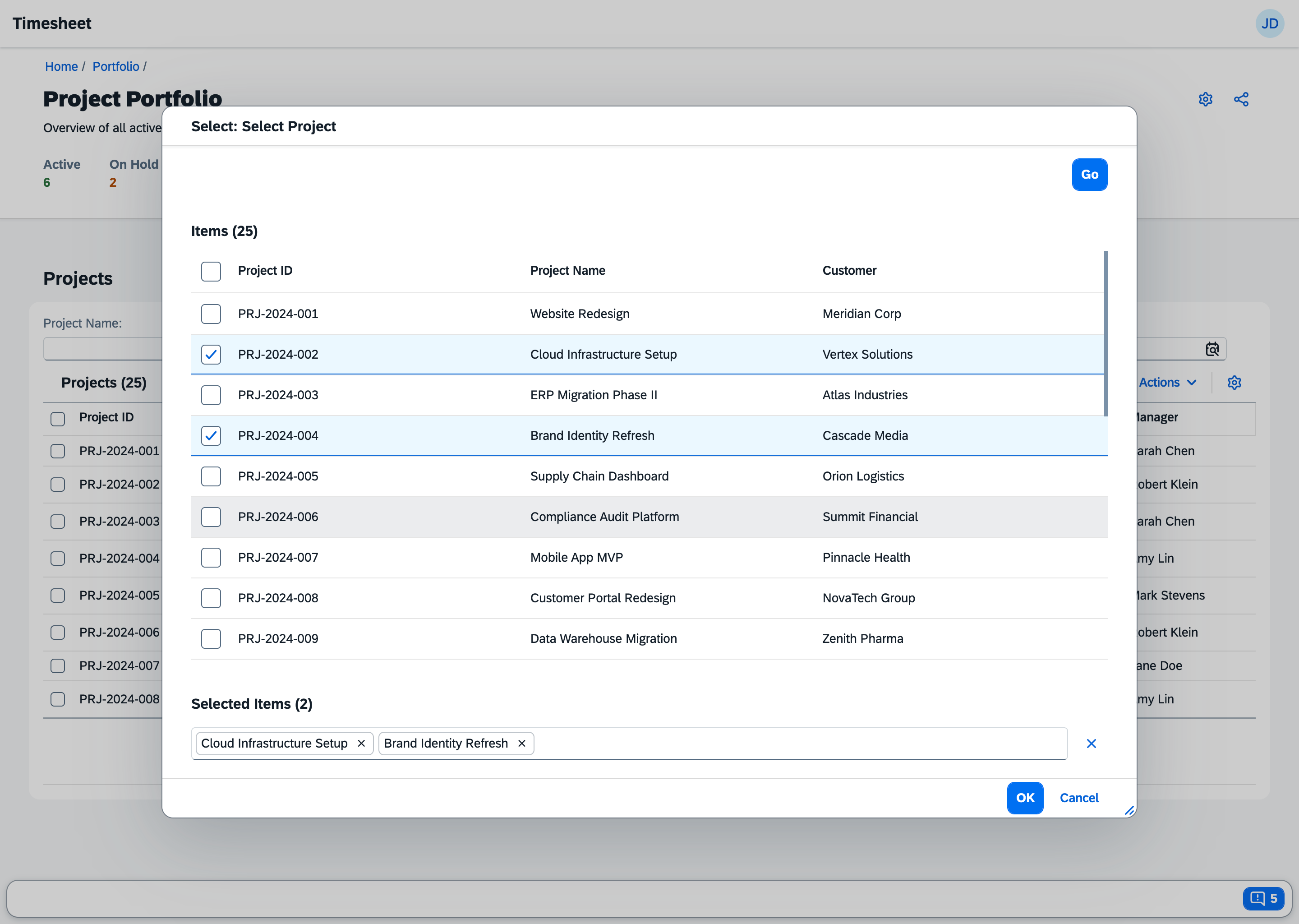 Value Help dialog